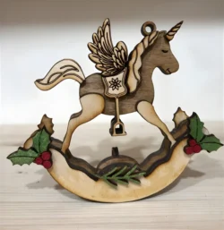 Rocking unicorn Christmas ornament