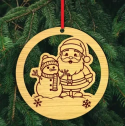 Santa and snowman Christmas ornament