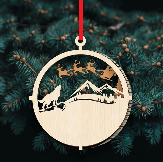 Wolf Christmas ornament