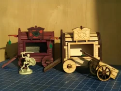 Wooden Miniature Horse Carriage Model