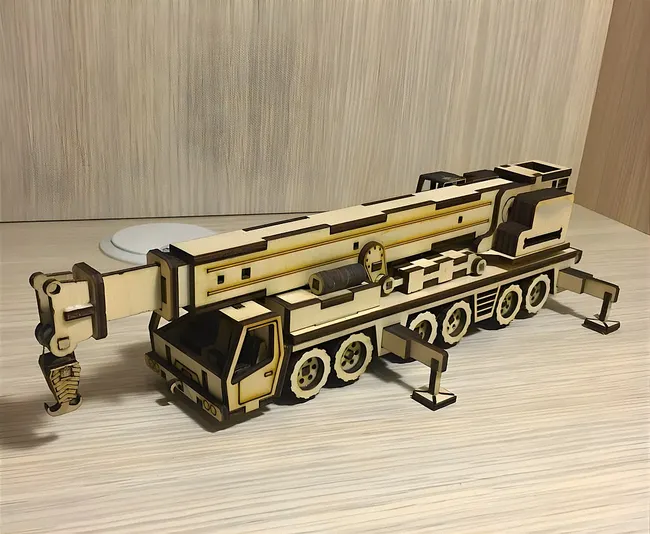 Wooden crane truck assembly model