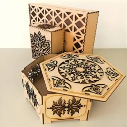 Wooden hexagonal patterned box