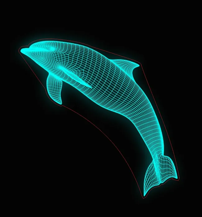 3D illusion led lamp dolphin