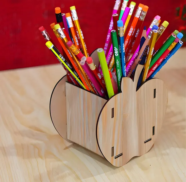 Apple shape pencil holder pen stand