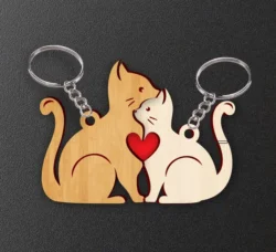 Cat couple keychain