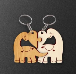 Dinosaur couple keychain