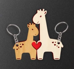 Giraffe couple keychain