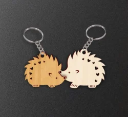 Hedgehog couple keychain