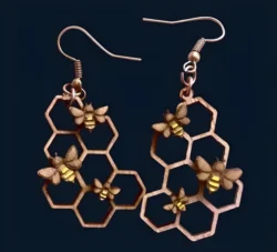 Honeycomb bee earrings