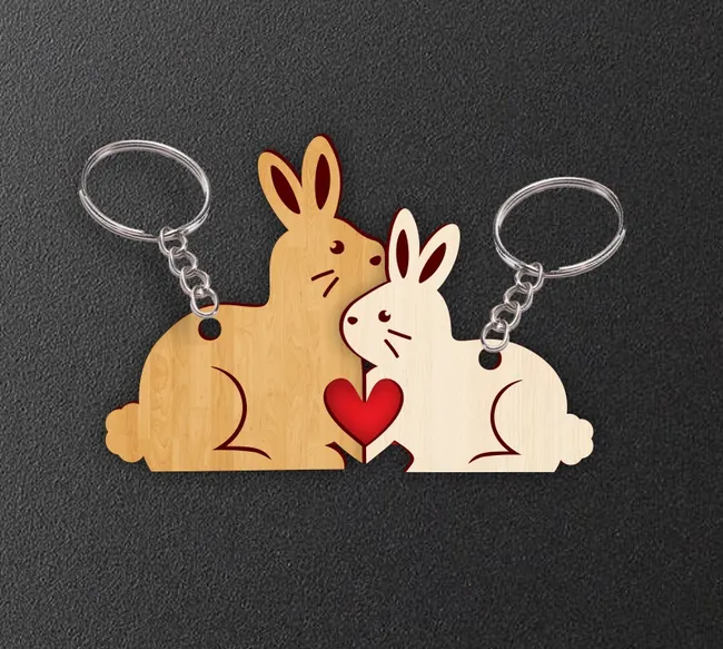 Rabbit couple keychain