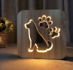 3D Led creative wooden dog night light