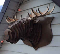 3D Wood Moose Head Wall Decor