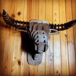 3D Wooden Bull Head Wall Decor