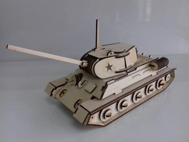 3D Wooden puzzle tank