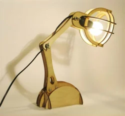 Adjustable wooden reading lamp