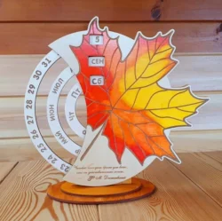 Autumn perpetual calendar with maple leaf