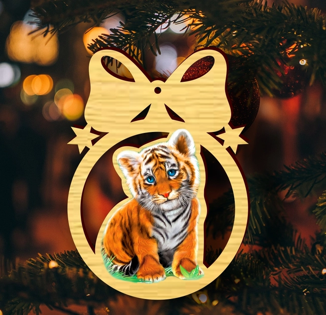 Ball for christmas tree with a tiger