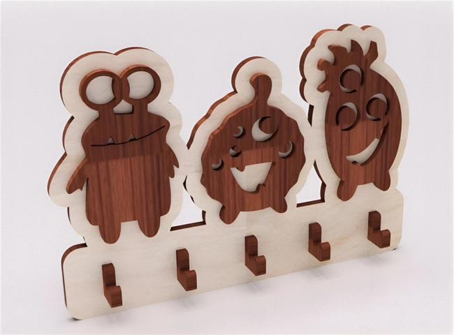 Cartoon Wall Key Holder with 5 Hooks