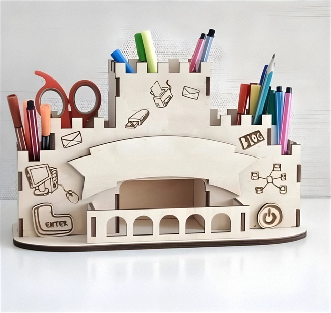 Castle Office Desk Pen Holder Organizer