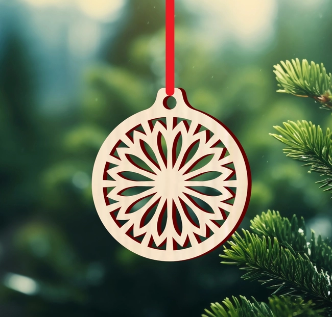 Christmas floral snowflake bauble vector