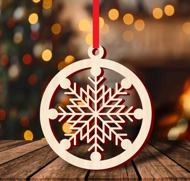 Christmas ornament with snowflake shape vector