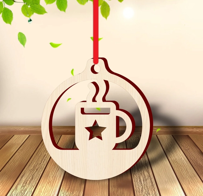 Coffee cup christmas ornament