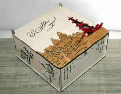 Decorative wooden christmas gift box