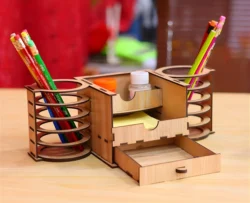 Desk organizer wooden pen holder template 3mm