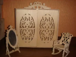 Dollhouse furniture laser cut rotating mirror stand