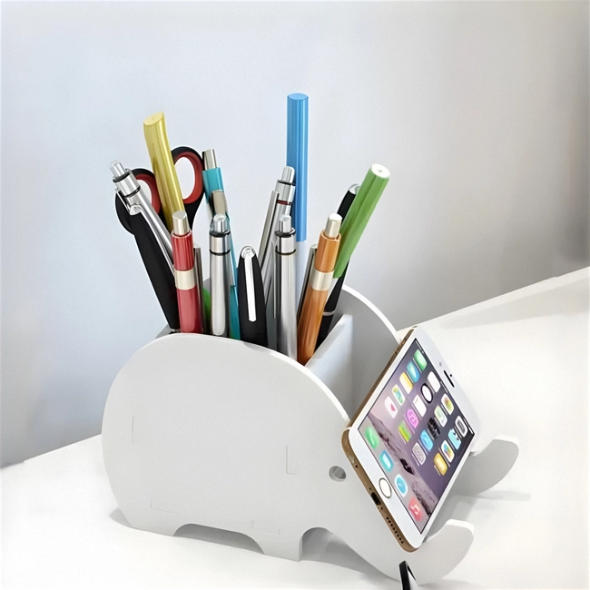 Elephant mobile phone stand with pen holder