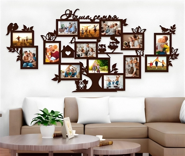 Family Tree Photo Frame with Butterfly and Birds