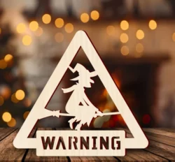 Halloween witch riding broom sign