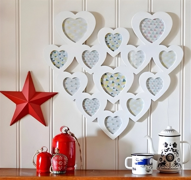 Heart photo frame wall