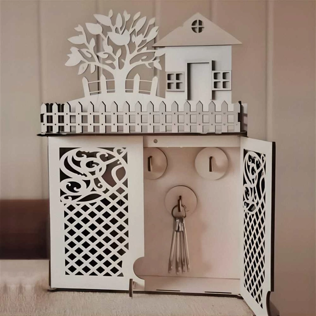 Home themed wooden key cabinet