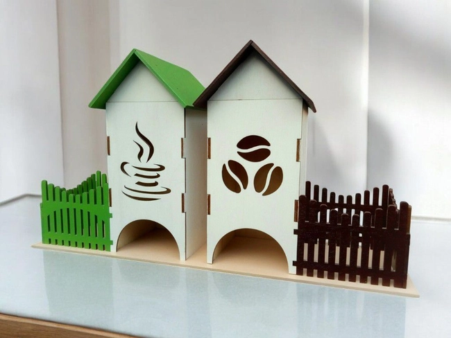 House shaped tea storage container