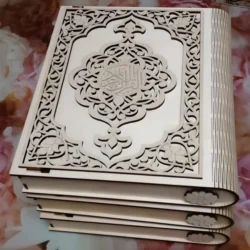 Living hinge wooden quran book cover box