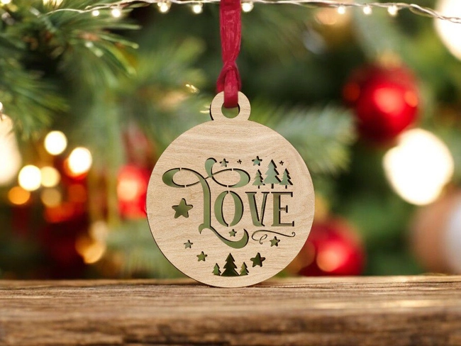 Love bauble christmas tree decoration