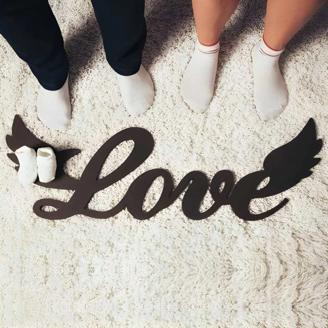 Love word art with wings decoration