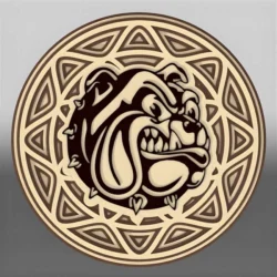 Multilayer wooden bulldog wall decor