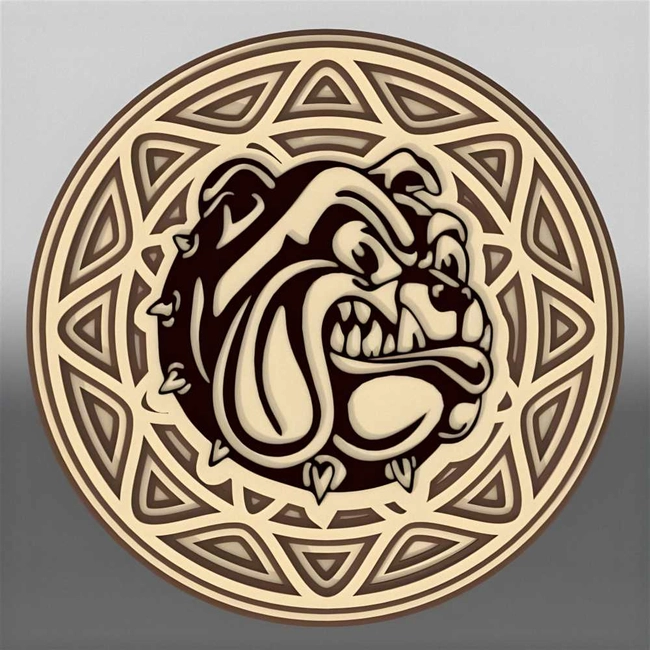 Multilayer wooden bulldog wall decor