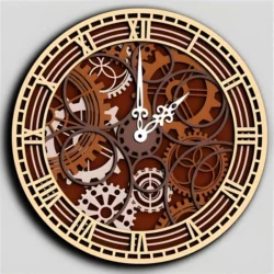 Multilayer wooden clock with gears