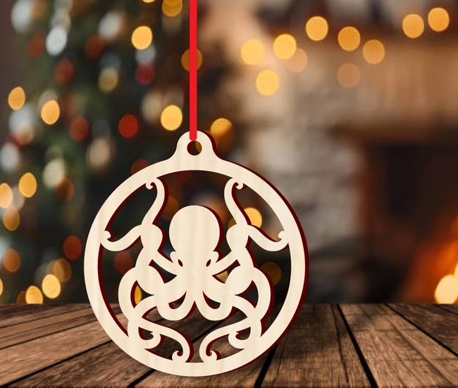 Octopus christmas ornament