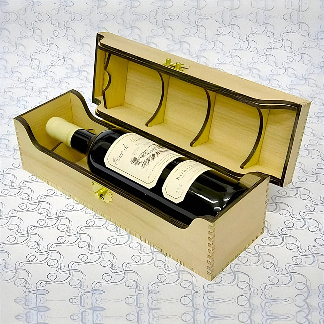 One bottle elegant hinged wooden wine box