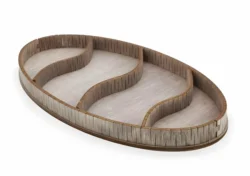 Oval Shaped Wooden Serving Platter with Compartments