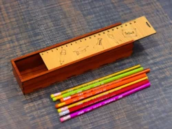 Pencil box wooden school pencil case box