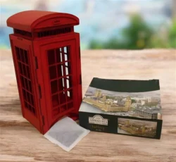 Phone booth tea bag dispenser