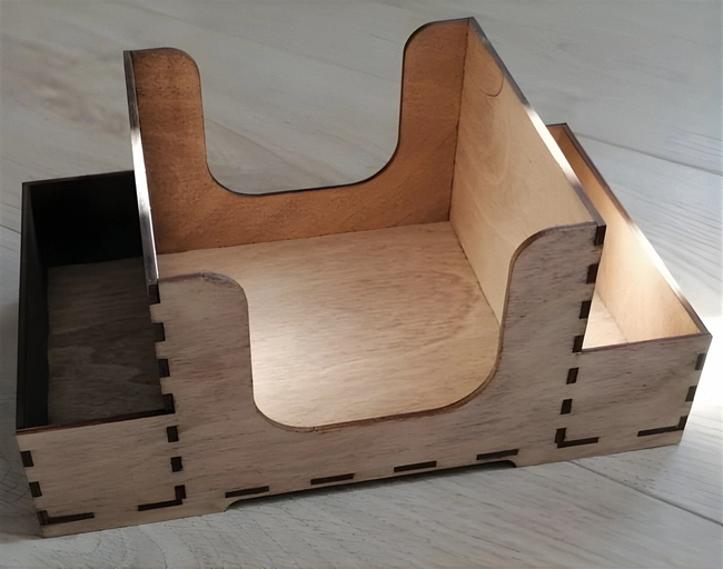 Plywood napkin holder with a compartment for spices