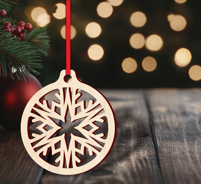 Plywood snowflake bauble