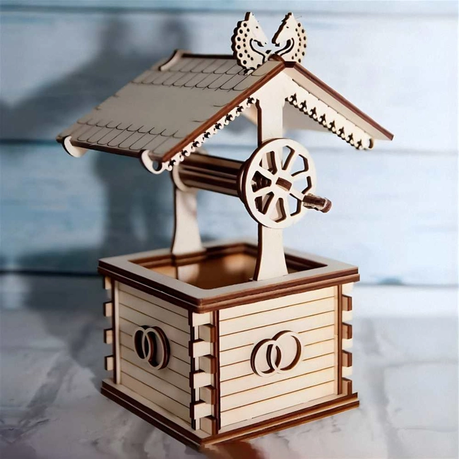 Plywood water well 3d wooden puzzle model