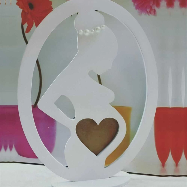 Pregnant heart wooden photo frame